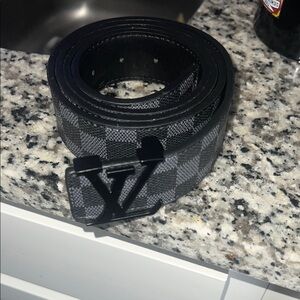 Louis Vuitton Gray Checkered Men's Belt